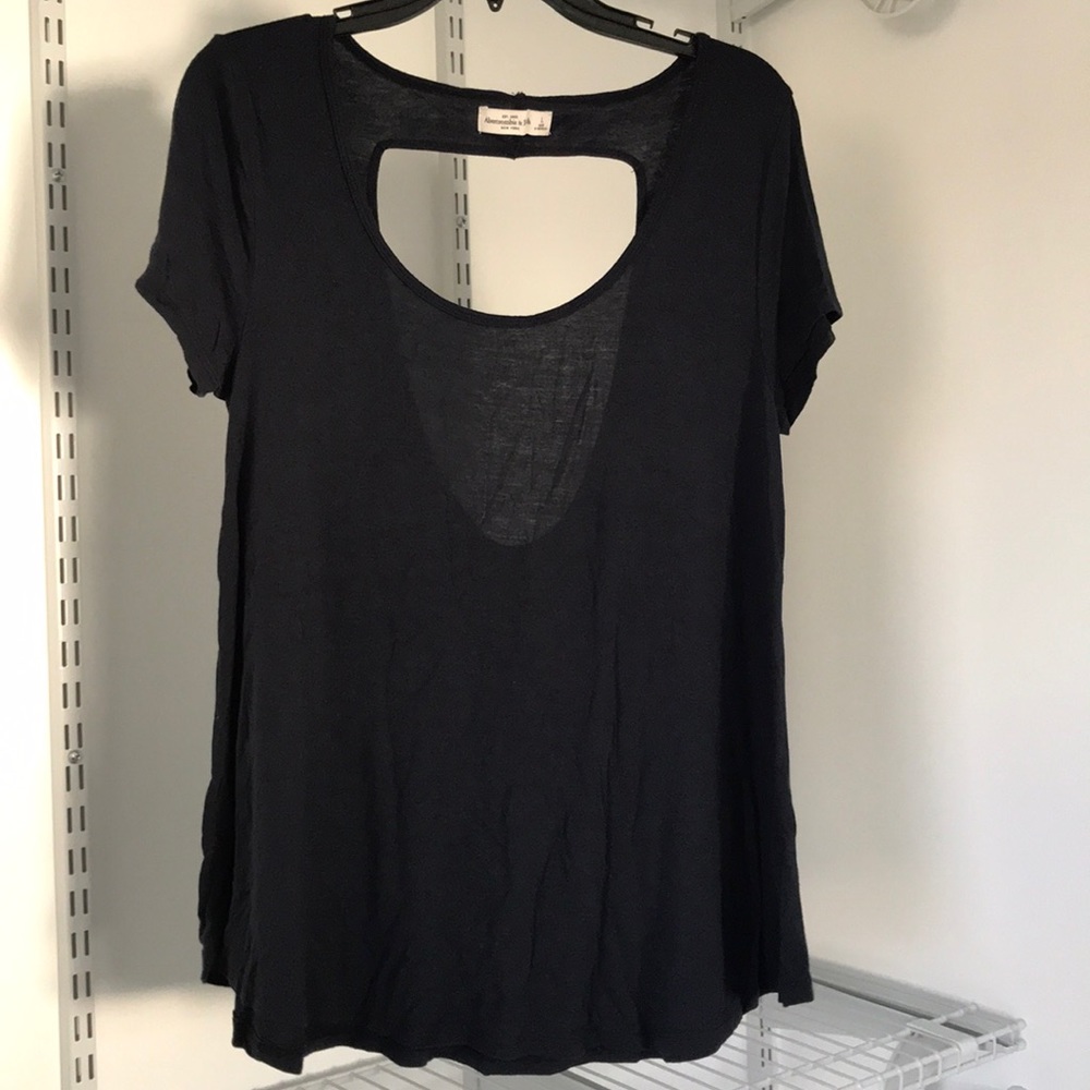 Navy blue open back top